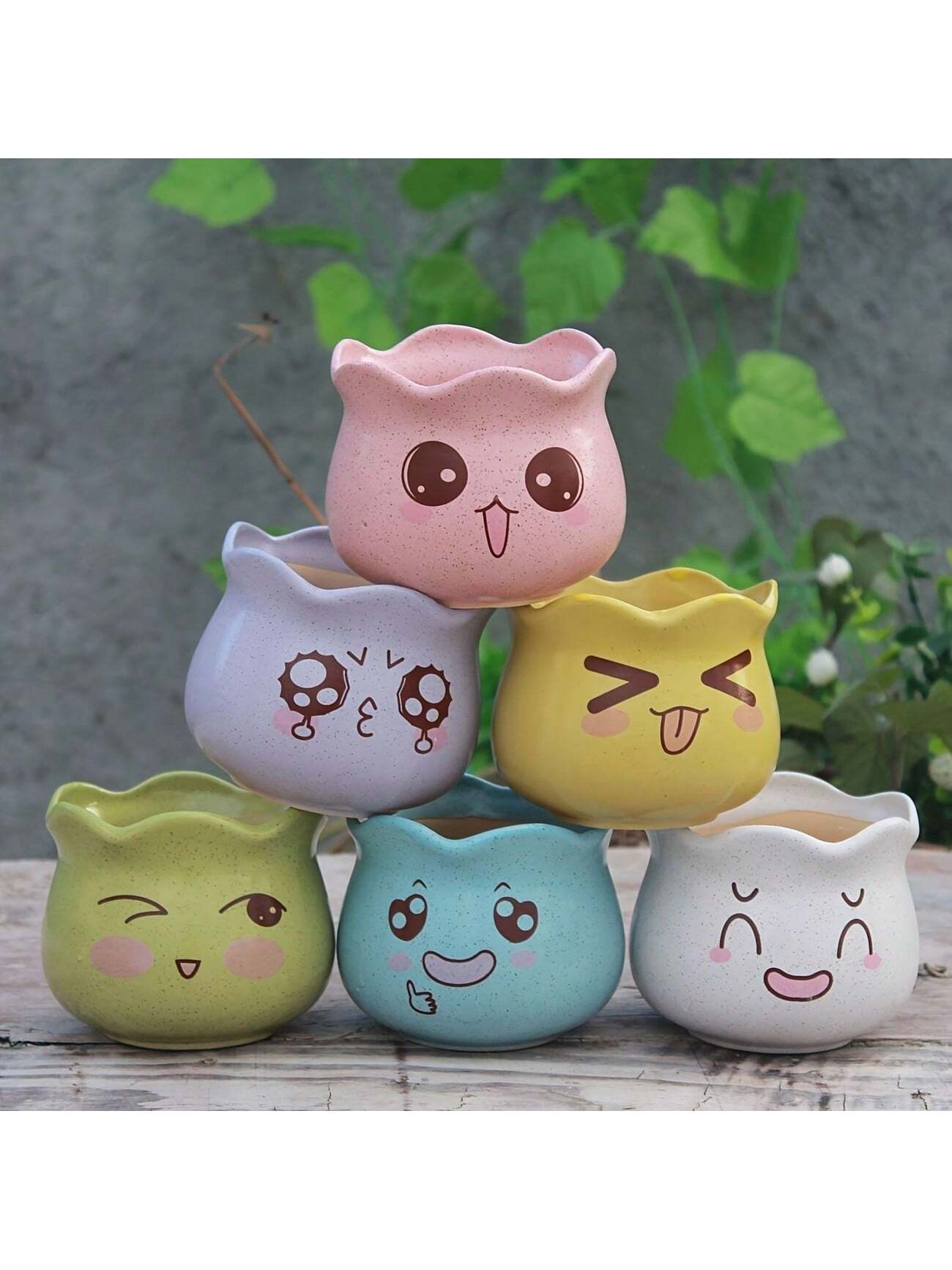 6pcs/set Cartoon Cute Ceramic  - Aloe Vera Pot recension och pris
